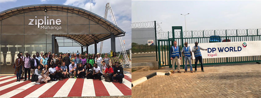 Group photo in front of Zipline Muhanga and DP World facilities